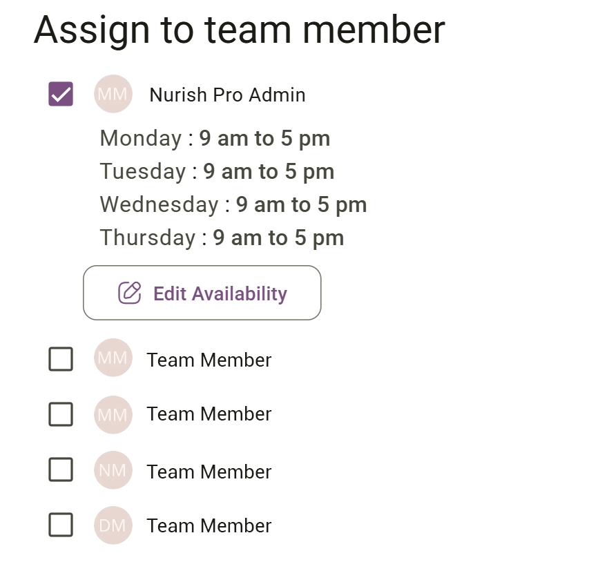 Assign Team Members screenshot